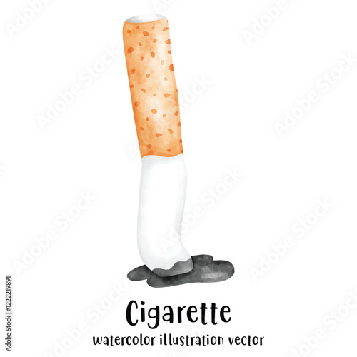 Cigarette, stop smoking, watercolor vector illustration 