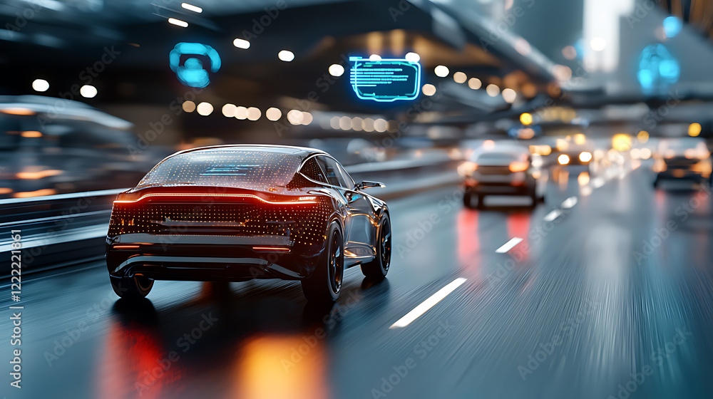 Glowing smart cars racing along a futuristic ai highway at night dynamic urban environment captivating visuals Glowing smart cars racing along a futuristic ai highway at night dynamic urban environment captivating visuals