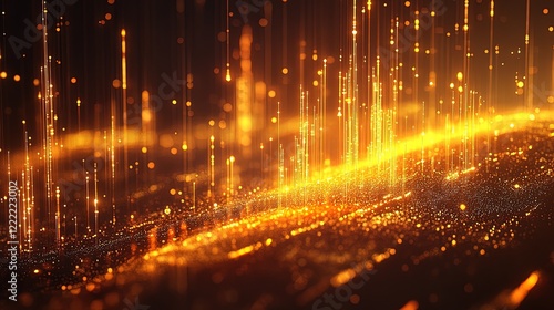 Gold Growth Chart on Digital Background 