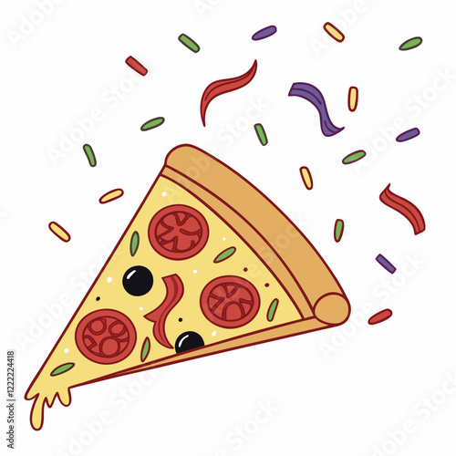 Delicious Pizza Slice with Festive Confetti
