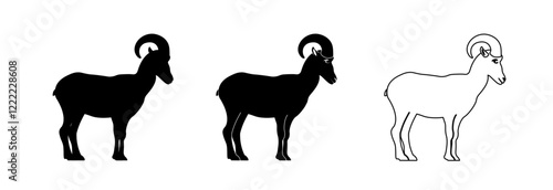 Ram icon on a white background. Logo of courage and strength.