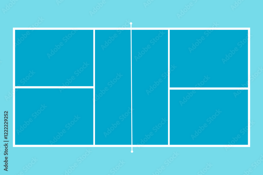 Φωτογραφία vector illustration of pickleball court top view, a popular outdoor sport similar tennis, table tennis