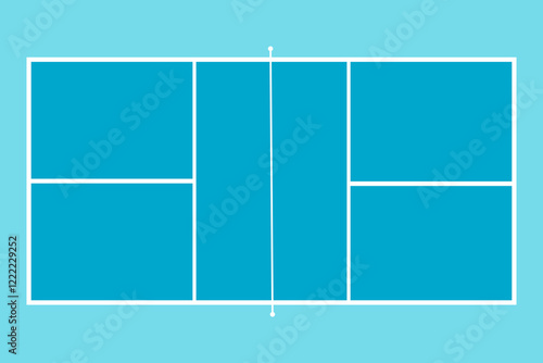 vector illustration of pickleball court top view, a popular outdoor sport similar tennis, table tennis.