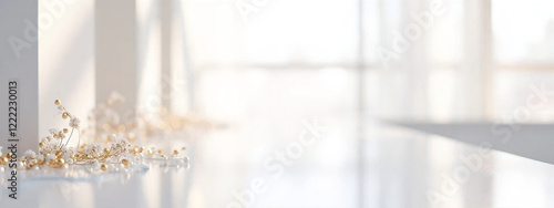 Luxury Elegant White Background with Subtle Gold Accents, Spacious Left Side for Content Placement, HD Ultra Realistic Design for Sophisticated and Stylish Branding