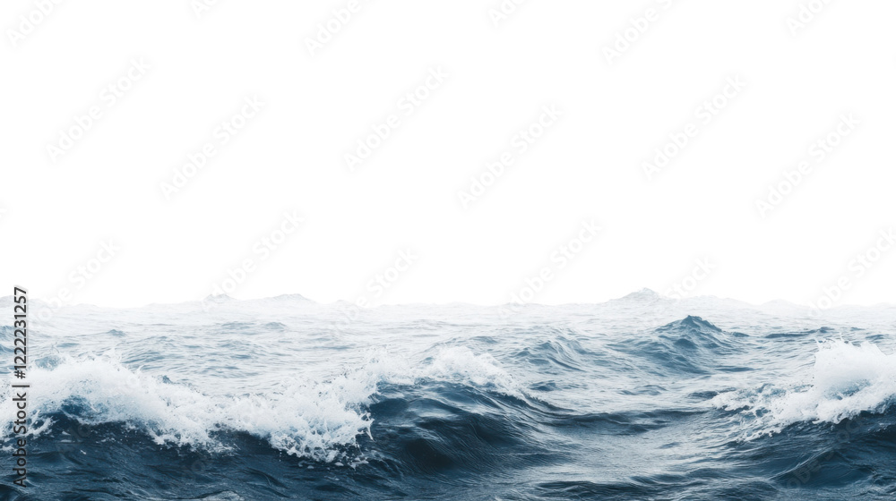 Fototapeta premium Ocean water surface waves on transparent background