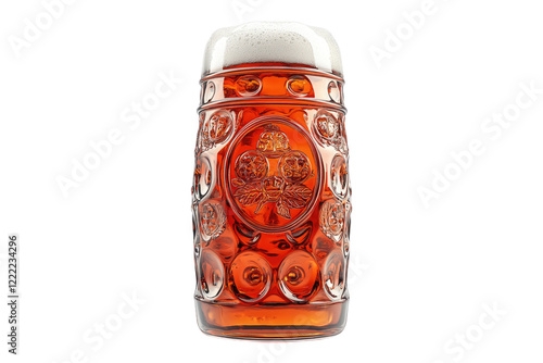 Glass mug of golden beer with frothy foam isolated on white or transparent, PNG photo