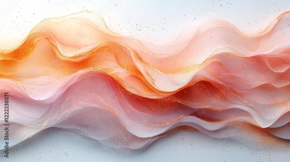Soft Watercolor Waves in Golden Accents. Generative AI Soft Watercolor Waves in Golden Accents. Generative AI