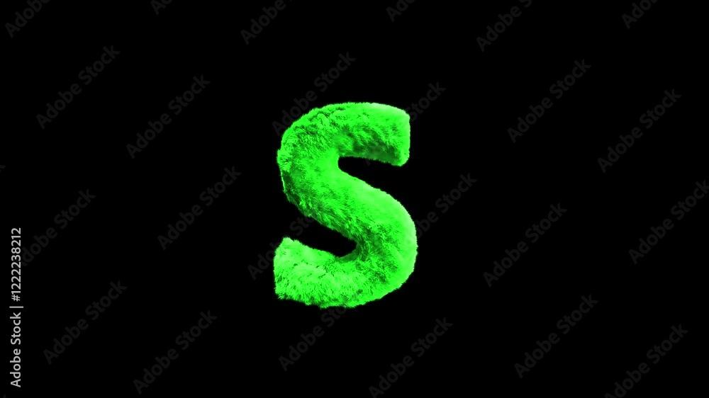 Green Color Animated Fluffy Letter S to Z and Number 0 to 9 Green Color Animated Fluffy Letter S to Z and Number 0 to 9