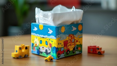 Tissue Box Made with Kids' Toys Aesthetic (Generative AI)