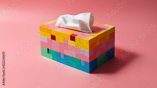 Aesthetic Tissue Box Made with Kids' Blocks (Generative AI)