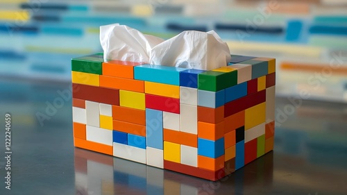 Aesthetic Tissue Box Made with Kids' Blocks (Generative AI)