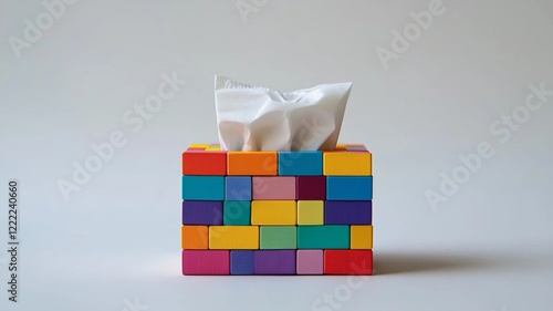 Aesthetic Tissue Box Made with Kids' Blocks (Generative AI)