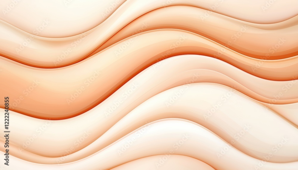 Dynamic wave-like structure with overlapping peach-colored layers, featuring a glossy texture and soft gradient lighting Dynamic wave-like structure with overlapping peach-colored layers, featuring a glossy texture and soft gradient lighting