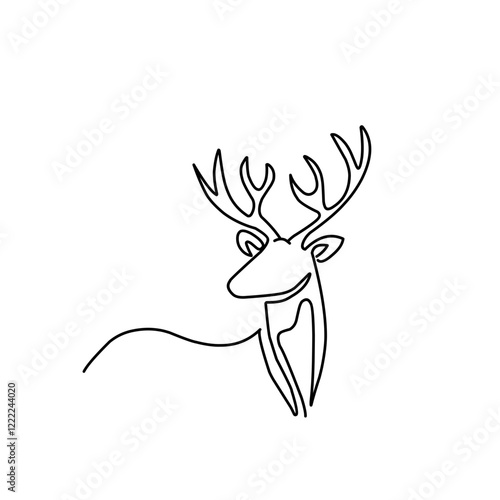 continuous line drawing reindeer