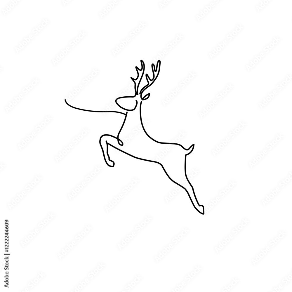 continuous line drawing reindeer
