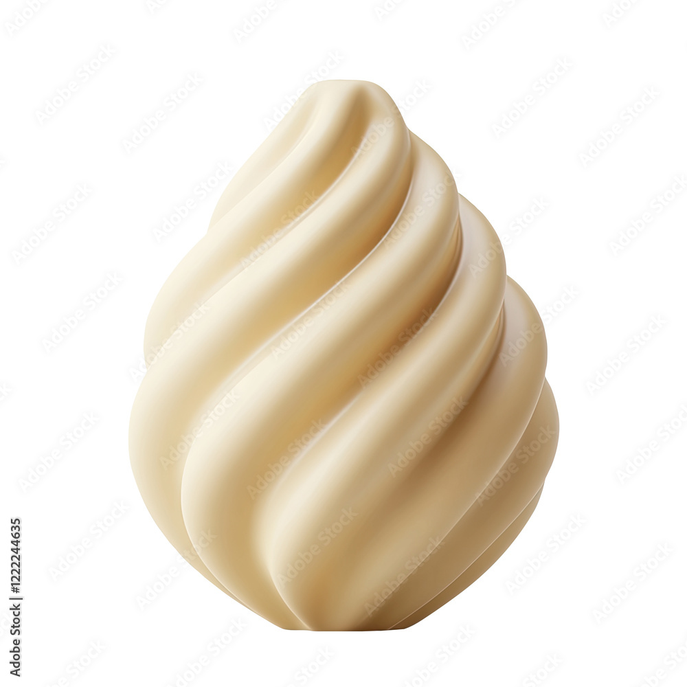 Creamy swirl dessert, studio shot, white background Creamy swirl dessert, studio shot, white background