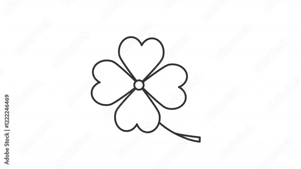 Animated four leaf clover icon. Traditional good luck symbol line animation. Wising to win casino game jackpot. Black illustration on white background. HD video with alpha channel. Motion graphic Animated four leaf clover icon. Traditional good luck symbol line animation. Wising to win casino game jackpot. Black illustration on white background. HD video with alpha channel. Motion graphic