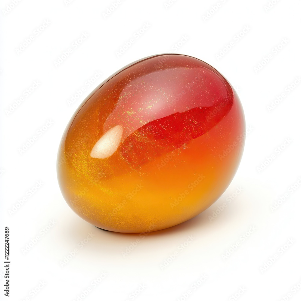 Red-orange gemstone egg studio shot on white Red-orange gemstone egg studio shot on white