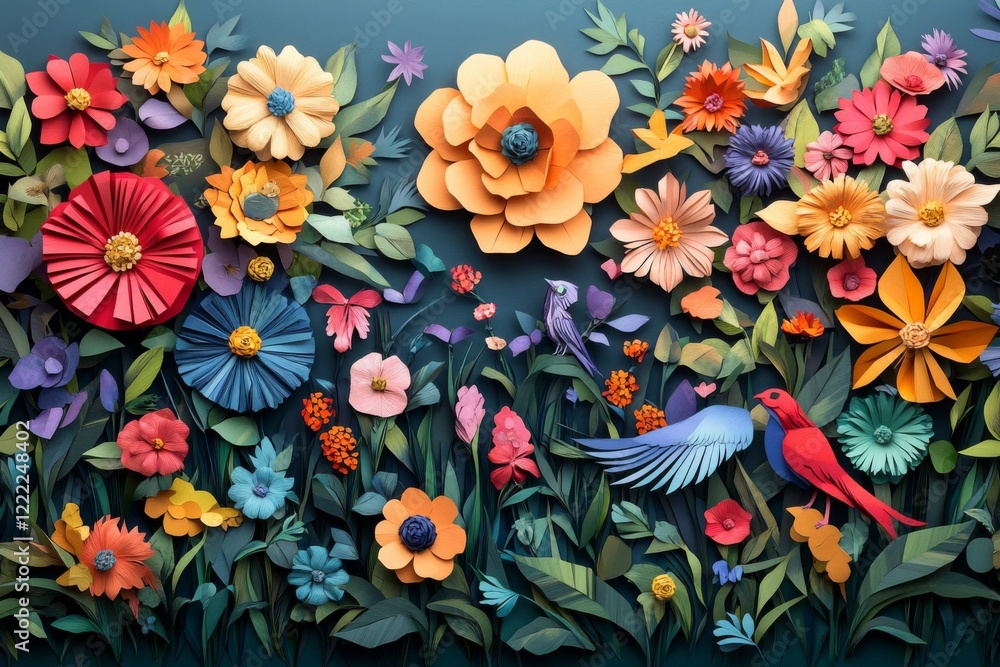 Obraz premium Colorful Paper Flower Garden