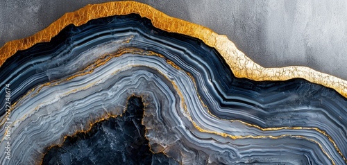 Detailed geode-inspired texture in deep blue and grey with radiant gold accents, showcasing natural elegance and artistic depth