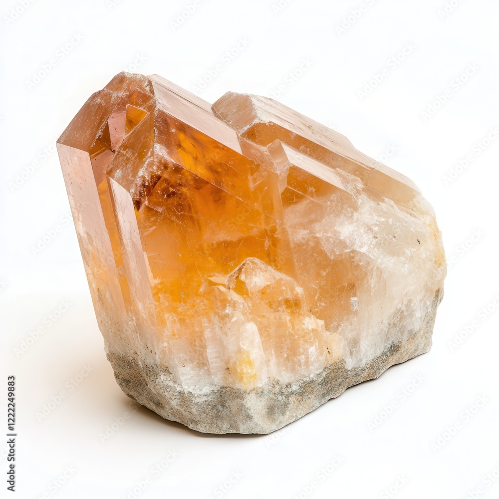 Smoky quartz crystal cluster on white background Smoky quartz crystal cluster on white background