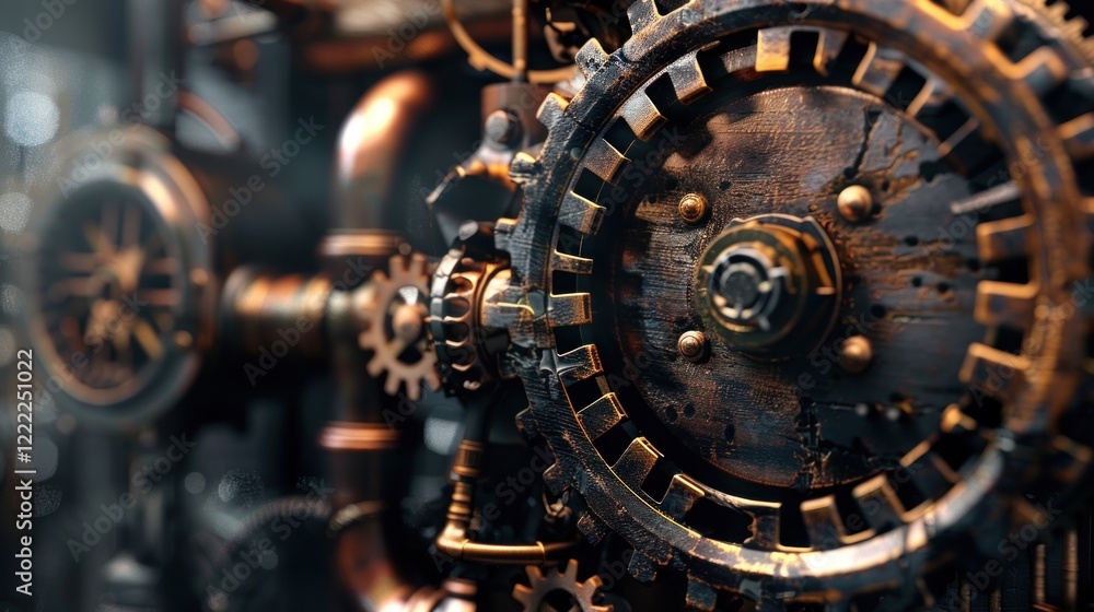 Close-up of the gears and cogwheels of an old machine Close-up of the gears and cogwheels of an old machine