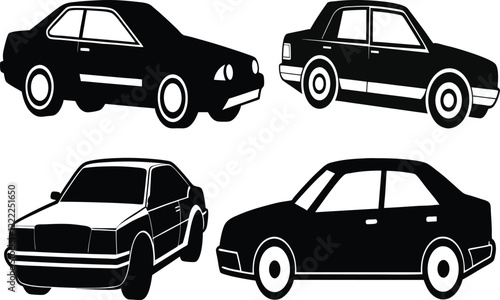 Simple black car vector collections, black car silhouette art, black car icon