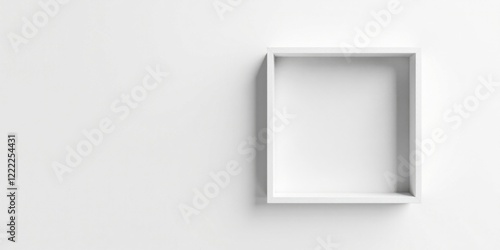 Obraz na płótnie Empty White Square Shelf on a Plain White Wall, Perfect for Product Placement or Design Presentation w salonie