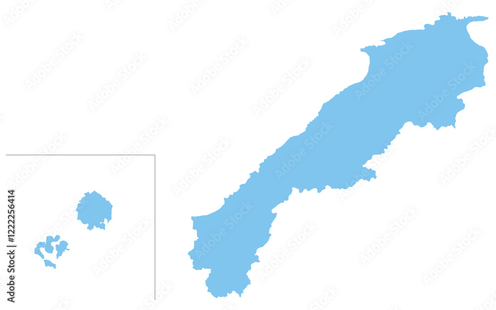 Obraz premium リアルな島根県の地図、日本の地方