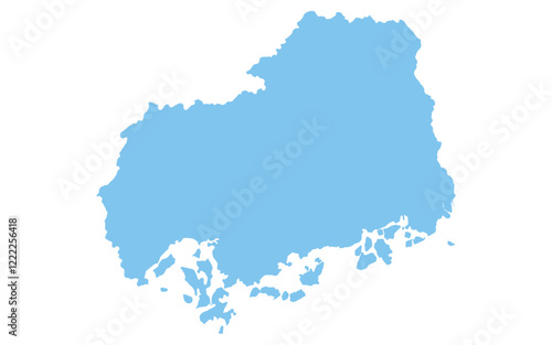 リアルな広島県の地図、日本の地方