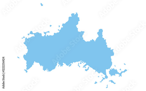 リアルな山口県の地図、日本の地方