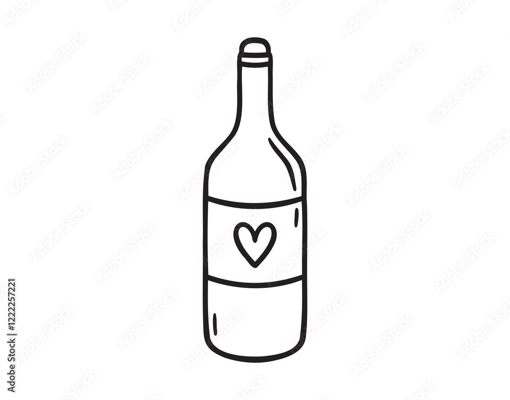 Champagne for wedding party drink. Bottle of sparkling wine doodle hand drawn icon. Outline drawing alcohol line clipart symbol Champagne for wedding party drink. Bottle of sparkling wine doodle hand drawn icon. Outline drawing alcohol line clipart symbol