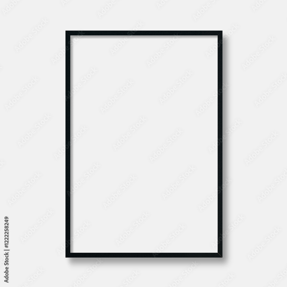 Black vertical frame mockup in white background Black vertical frame mockup in white background