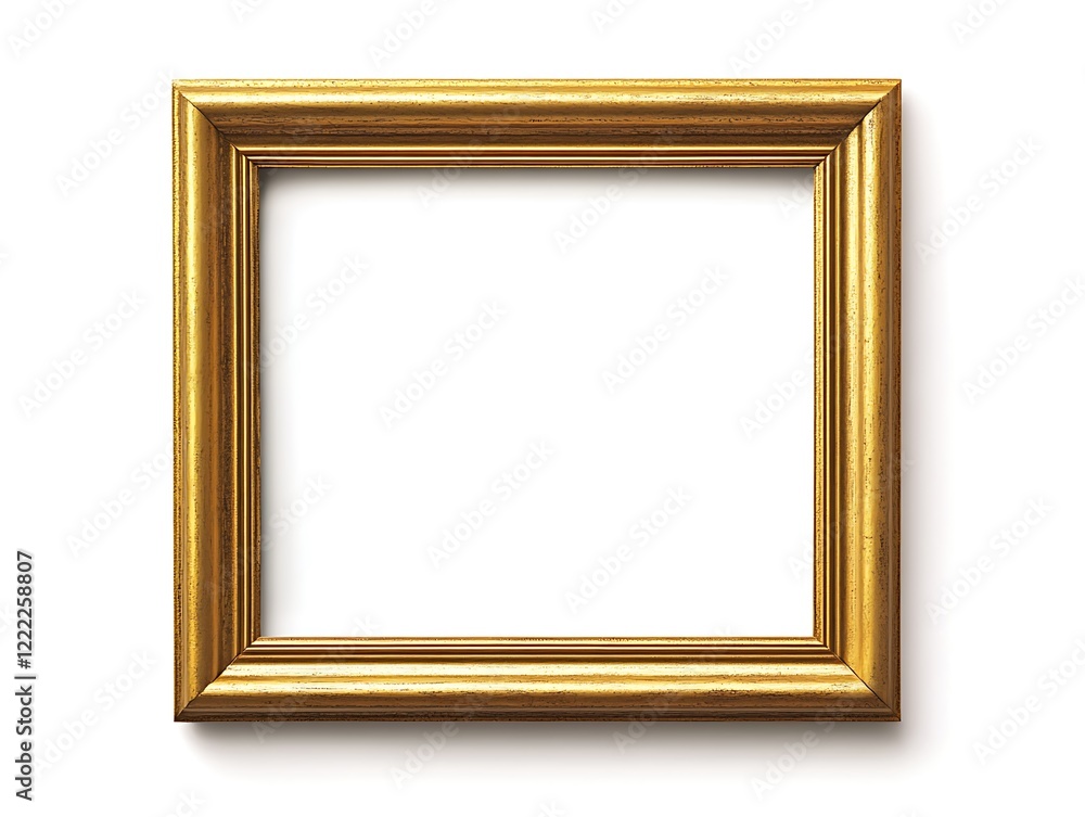 Clean Gold Frame with a Thin Border on a White Background, Minimalist Rectangular Picture Frame for Artwork, Photography, or Design Display Clean Gold Frame with a Thin Border on a White Background, Minimalist Rectangular Picture Frame for Artwork, Photography, or Design Display