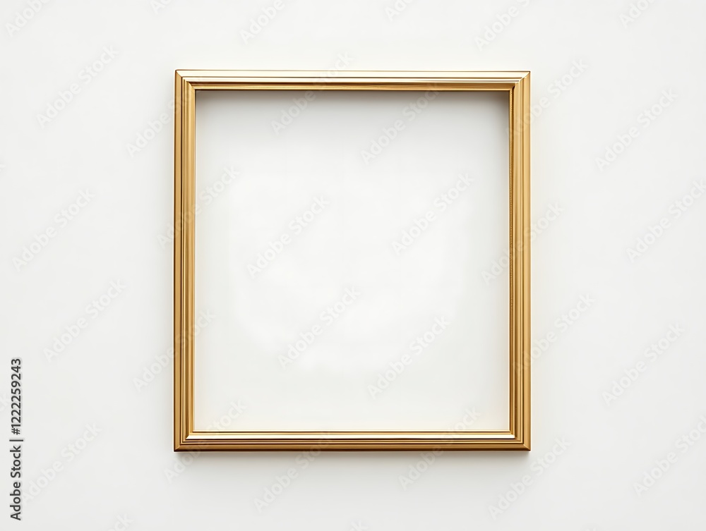 Clean Gold Frame with a Thin Border on a White Background, Minimalist Rectangular Picture Frame for Artwork, Photography, or Design Display Clean Gold Frame with a Thin Border on a White Background, Minimalist Rectangular Picture Frame for Artwork, Photography, or Design Display