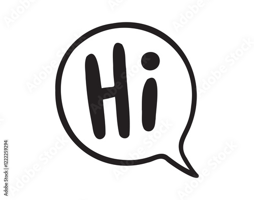 Hi speech bubble sticker for social media content. Hi text comic style poster, t shirt print, post card, video blog cover