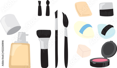 メイク道具のベクターイラストセット