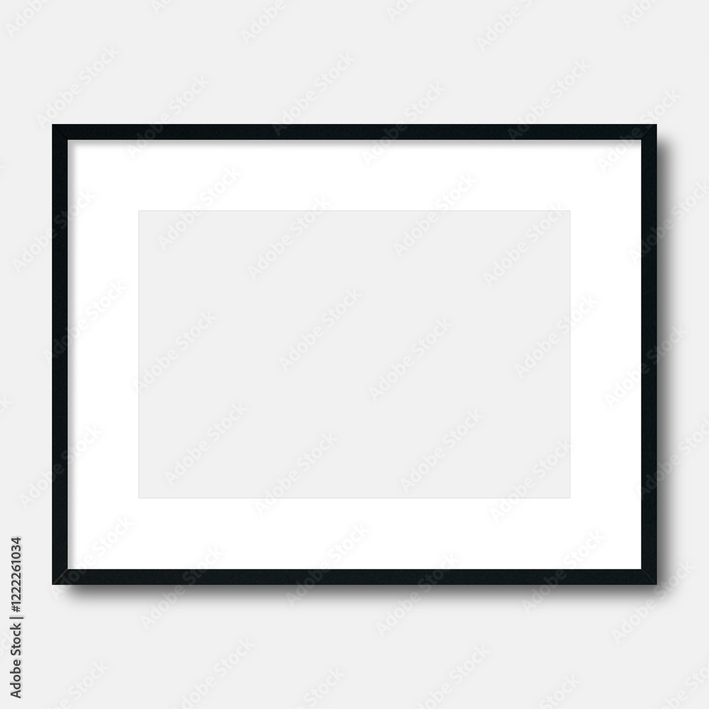 black wood frame with white mat, blank frame mockup black wood frame with white mat, blank frame mockup