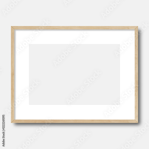 Wood color horizontal frame mockup, wooden frame