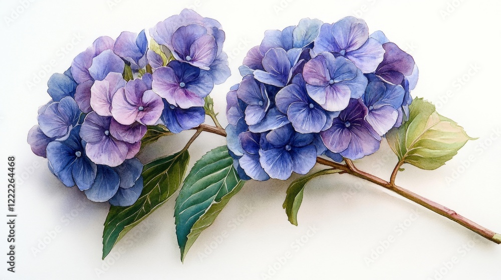 Pastel hydrangea flowers watercolor painting. Generative AI Pastel hydrangea flowers watercolor painting. Generative AI