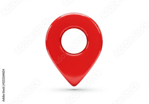 Free Download 3D render of a glossy red location pin, designed as a map marker icon. - GFXLoad
