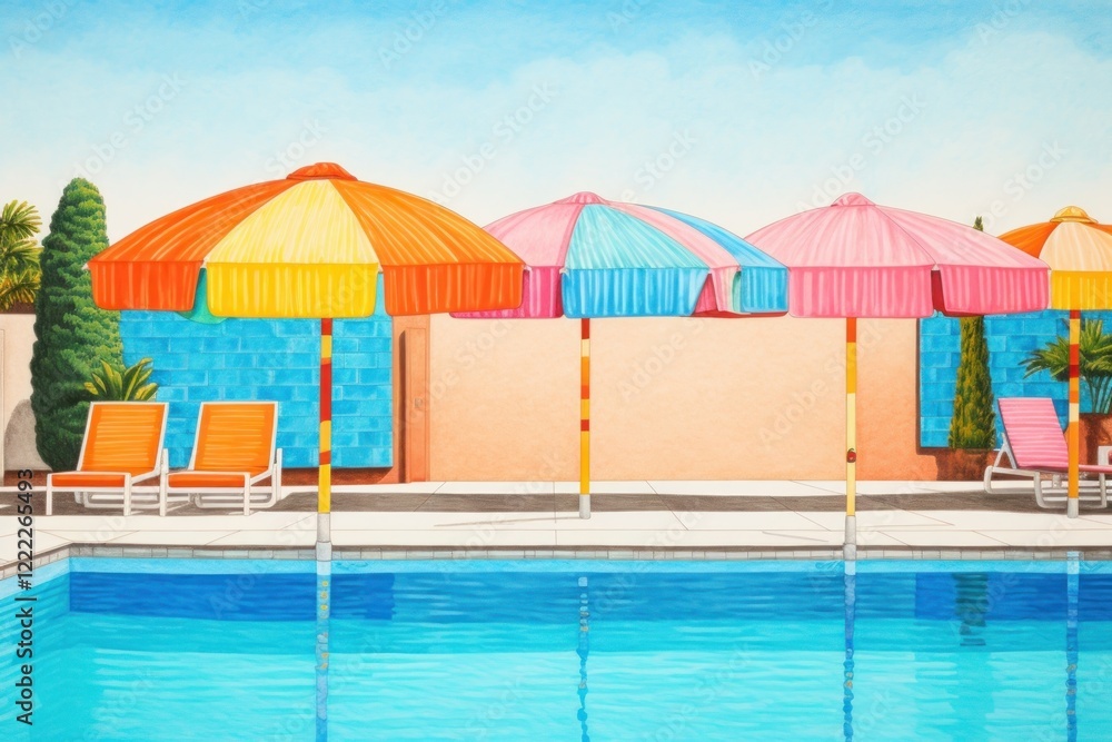 Fototapeta premium Pool party summer architecture furniture.