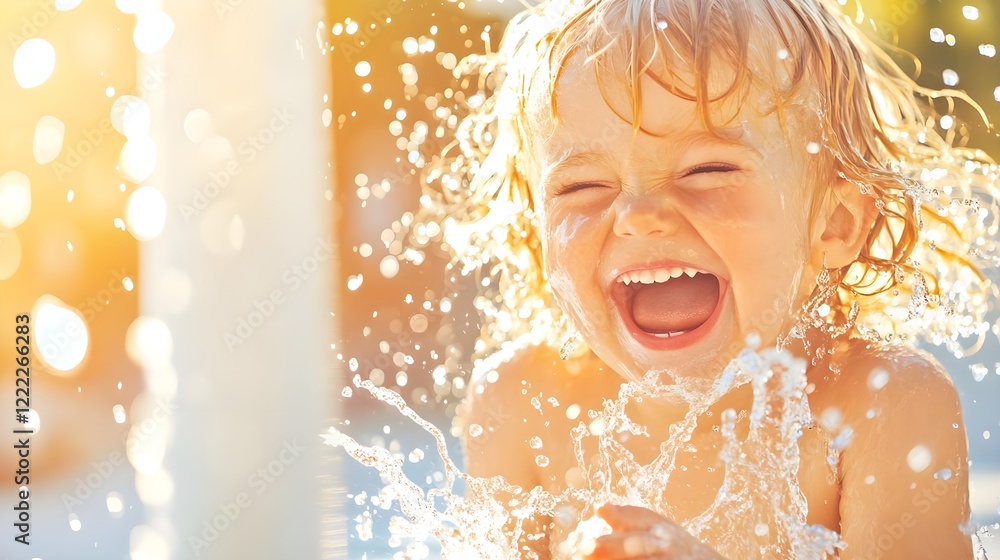 happy child playing in summer water splash - authenticity happy child playing in summer water splash - authenticity