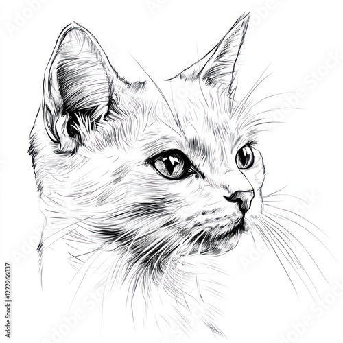 A Detailed Line Drawing Of A Cats Head photo