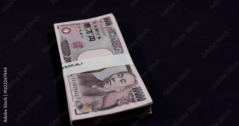 A stack of Japanese old banknotes thrown in A stack of Japanese old banknotes thrown in