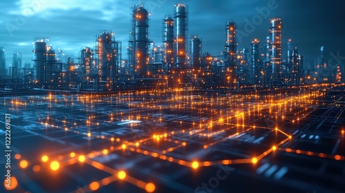 Wallpaper Mural Futuristic city skyline at night with glowing lights and modern architecture under a starry sky Torontodigital.ca