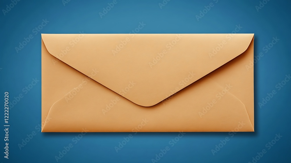 A Simple Brown Envelope on a Blue Background A Simple Brown Envelope on a Blue Background