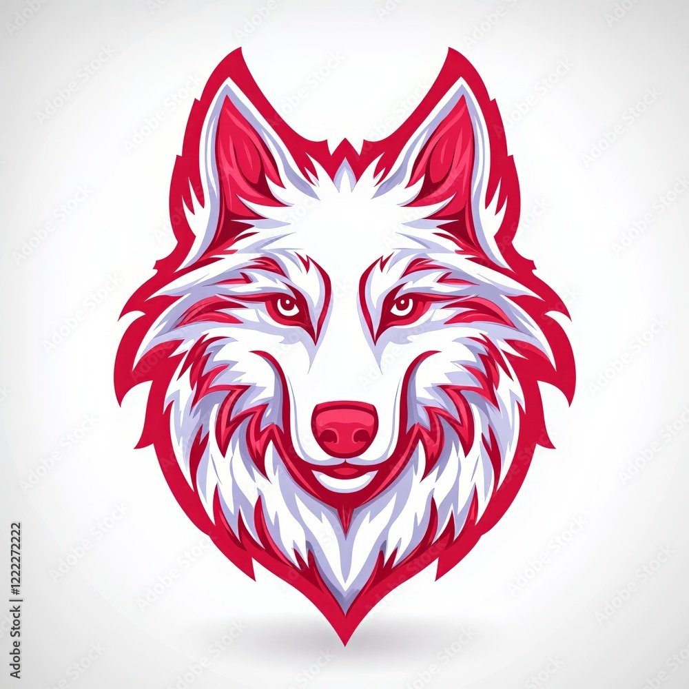 Fototapeta premium Stylized Red and White Wolf Head Design