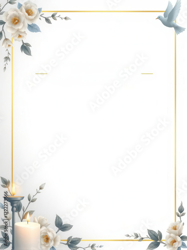 Elegant funeral flyer templates featuring soft floral designs, candles, and soothing backgrounds