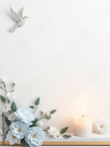 Elegant funeral flyer templates featuring soft floral designs, candles, and soothing backgrounds